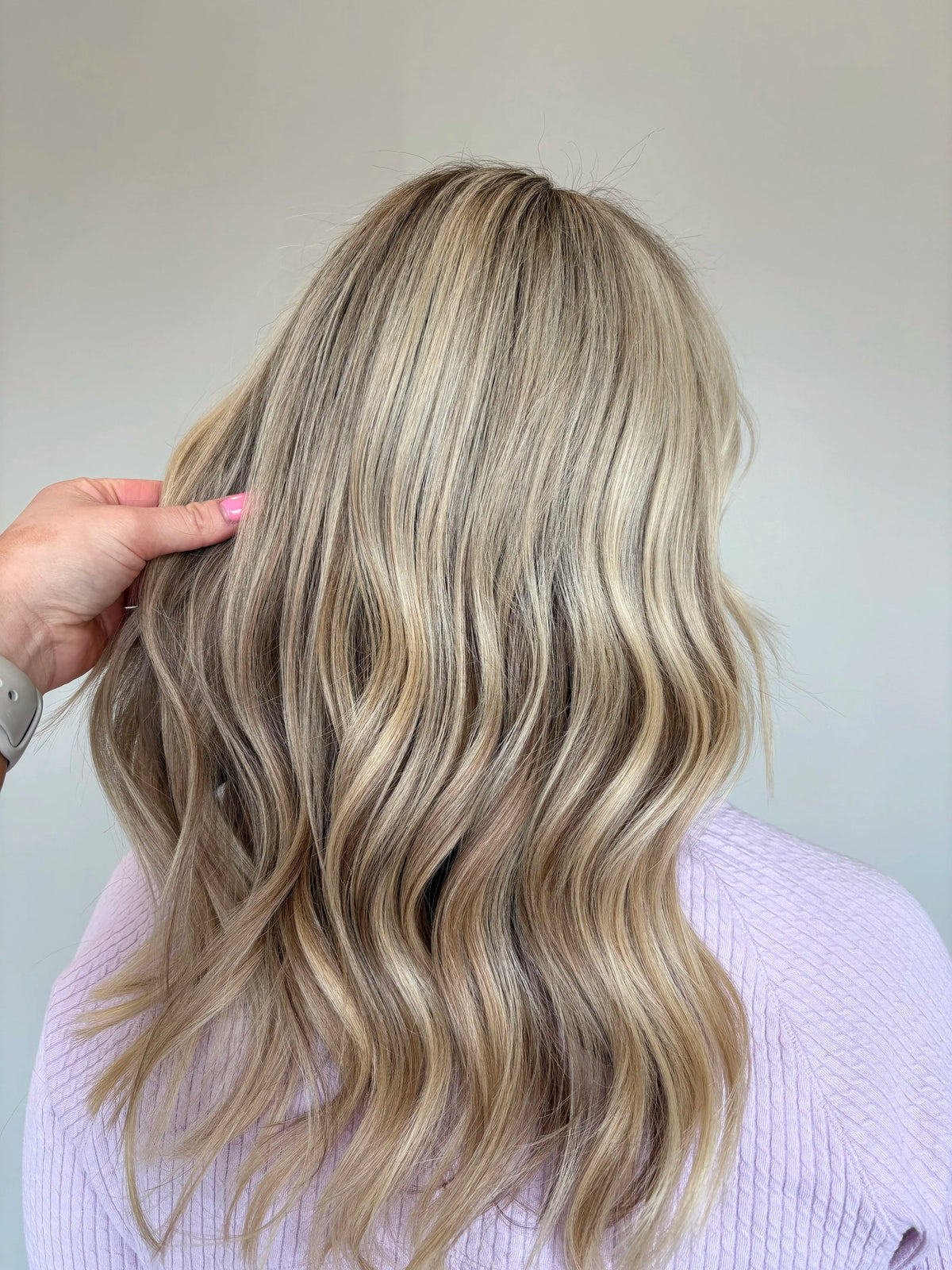 Soft balayage in long blonde hair